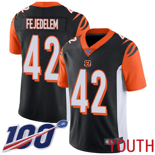 Cincinnati Bengals Limited Black Youth Clayton Fejedelem Home Jersey NFL Footballl #42 100th Season Vapor Untouchable->youth nfl jersey->Youth Jersey